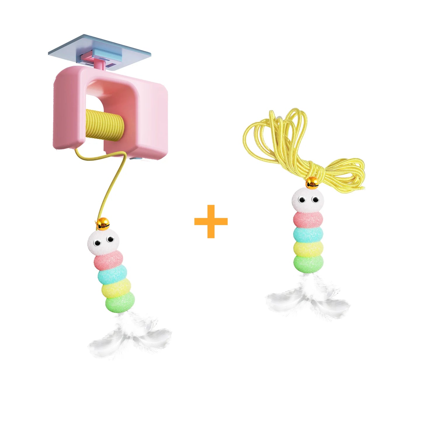 Automatic Hanging Cat Teaser Toy with Dual Feather Swing | Interactive Electric Cat Toy