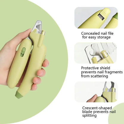 Professional Pet Nail Trimmer with LED Light and UV Lamp, Quick and Safe Grooming, Sharp Blades, Built-In Nail File, Nail Collector, Non-Slip Ergonomic Handle for All Pet Sizes