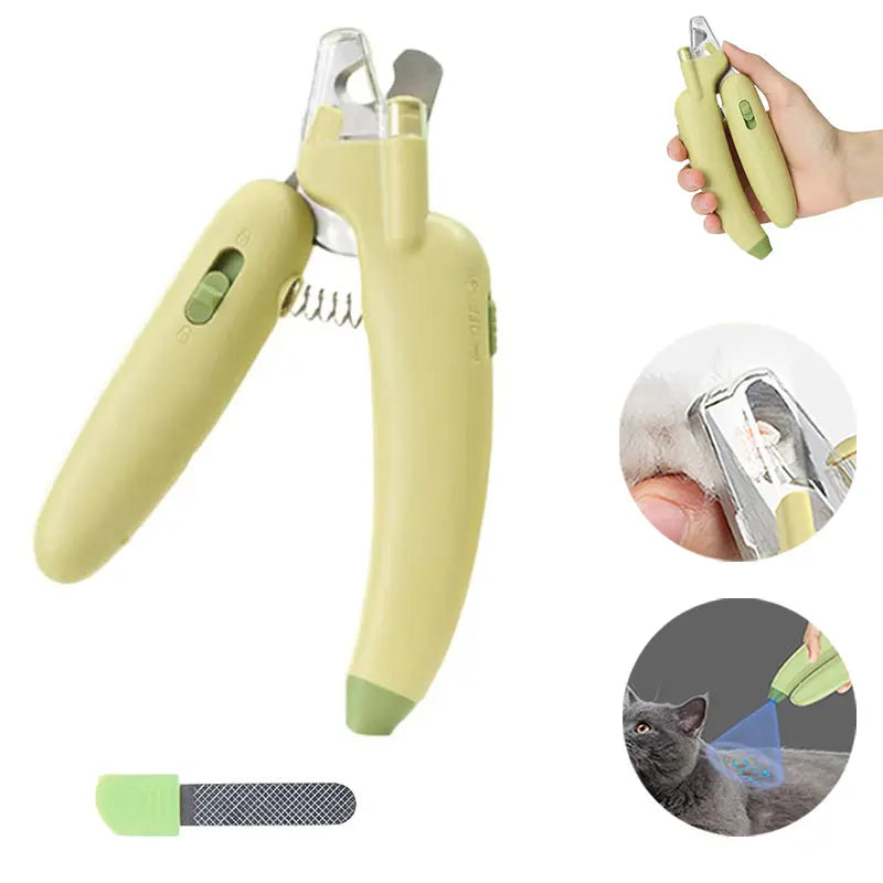 Professional Pet Nail Trimmer with LED Light and UV Lamp, Quick and Safe Grooming, Sharp Blades, Built-In Nail File, Nail Collector, Non-Slip Ergonomic Handle for All Pet Sizes