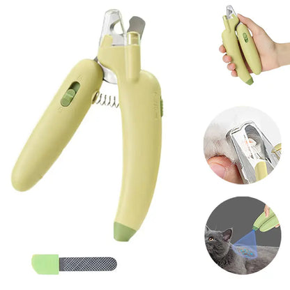 Professional Pet Nail Trimmer with LED Light and UV Lamp, Quick and Safe Grooming, Sharp Blades, Built-In Nail File, Nail Collector, Non-Slip Ergonomic Handle for All Pet Sizes