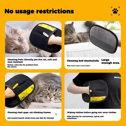 Electrostatic Pet Grooming Gloves - 2-Way Brush, Soft Versatile Cleaning Tool for Cats & Dogs, Fur Remover, Lint Remover Hair Removal Mitts & Rollers