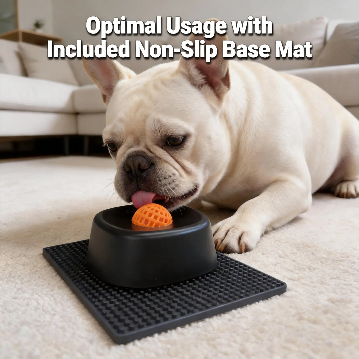 Pet Slow Feeder Licking Bowl for Dogs Cat,Built-In Rolling Ball Prevent Spilling,Multi-Use Liquid Bowl for Bone Broth, Yogert,Liquid Snack&Supplement,Anti-Slip Base Pad Avaliable as Option