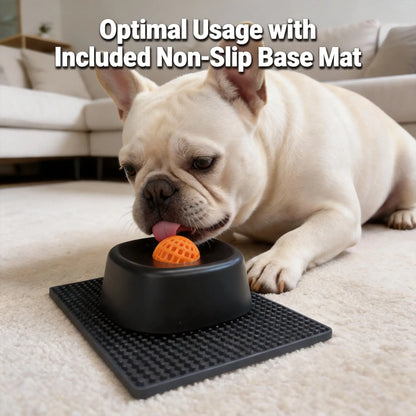 Pet Slow Feeder Licking Bowl for Dogs Cat,Built-In Rolling Ball Prevent Spilling,Multi-Use Liquid Bowl for Bone Broth, Yogert,Liquid Snack&Supplement,Anti-Slip Base Pad Avaliable as Option