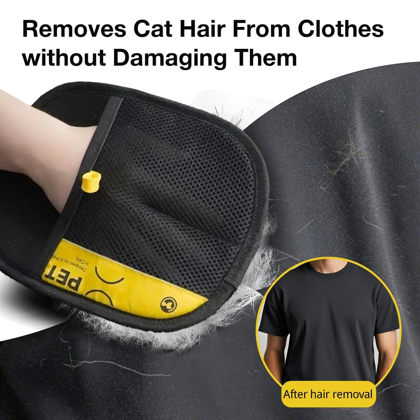 Electrostatic Pet Grooming Gloves - 2-Way Brush, Soft Versatile Cleaning Tool for Cats & Dogs, Fur Remover, Lint Remover Hair Removal Mitts & Rollers