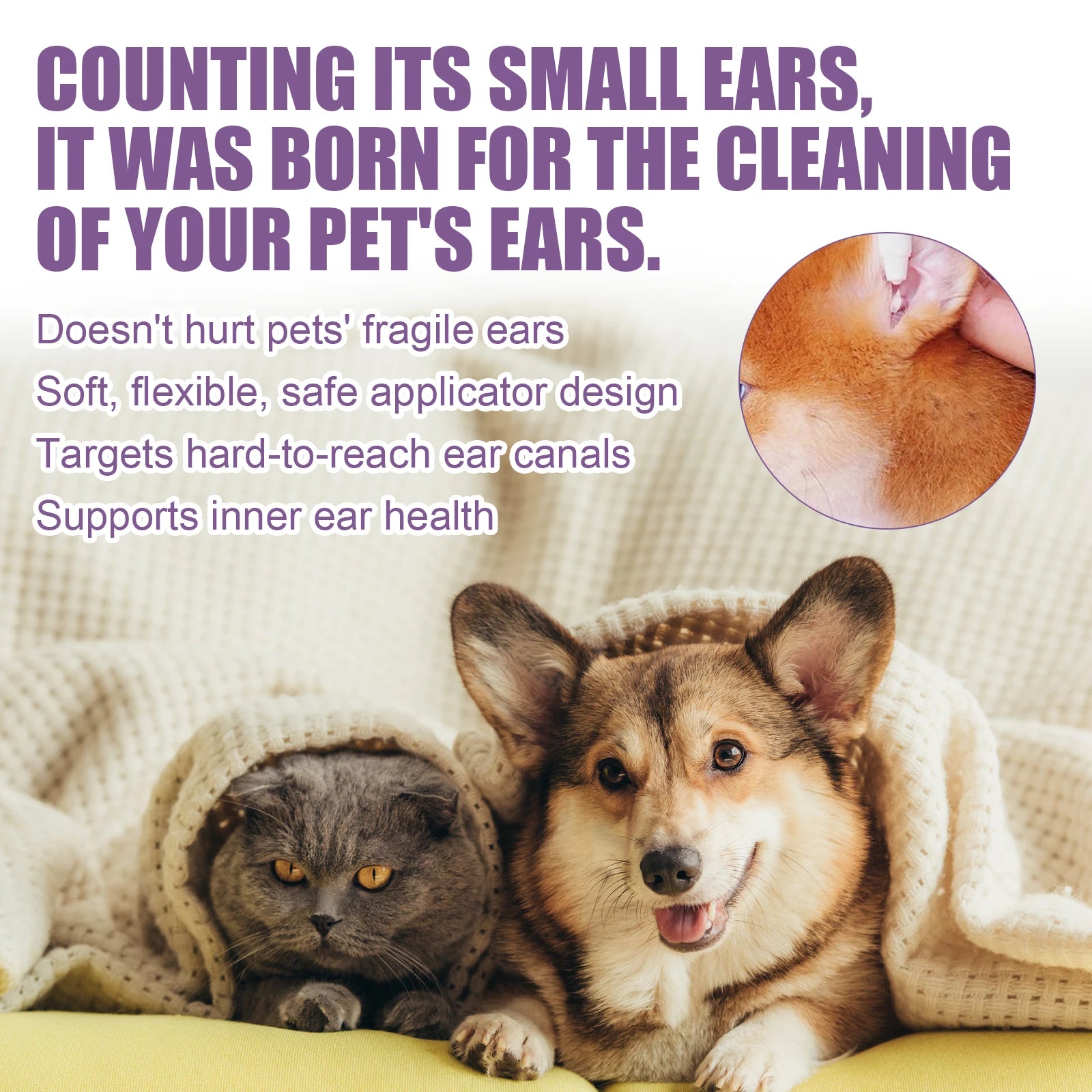 100Ml Hypoallergenic Pet Ear Cleaning Solution Gentle Non Irritating Vet Recommended Cleansing for Dog Cat Sensitive Ear