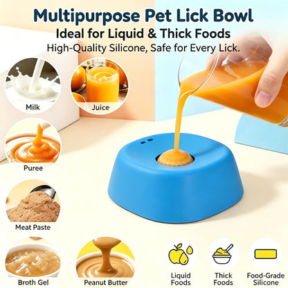 Pet Slow Feeder Licking Bowl for Dogs Cat,Built-In Rolling Ball Prevent Spilling,Multi-Use Liquid Bowl for Bone Broth, Yogert,Liquid Snack&Supplement,Anti-Slip Base Pad Avaliable as Option