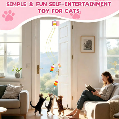 Interactive Retractable Bungee Cat Toy - Automatic Hanging Door Teaser, USB Rechargeable Auto Lifting Exercise Device for Indoor Play and Boredom Relief