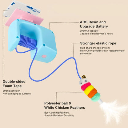 Interactive Retractable Bungee Cat Toy - Automatic Hanging Door Teaser, USB Rechargeable Auto Lifting Exercise Device for Indoor Play and Boredom Relief
