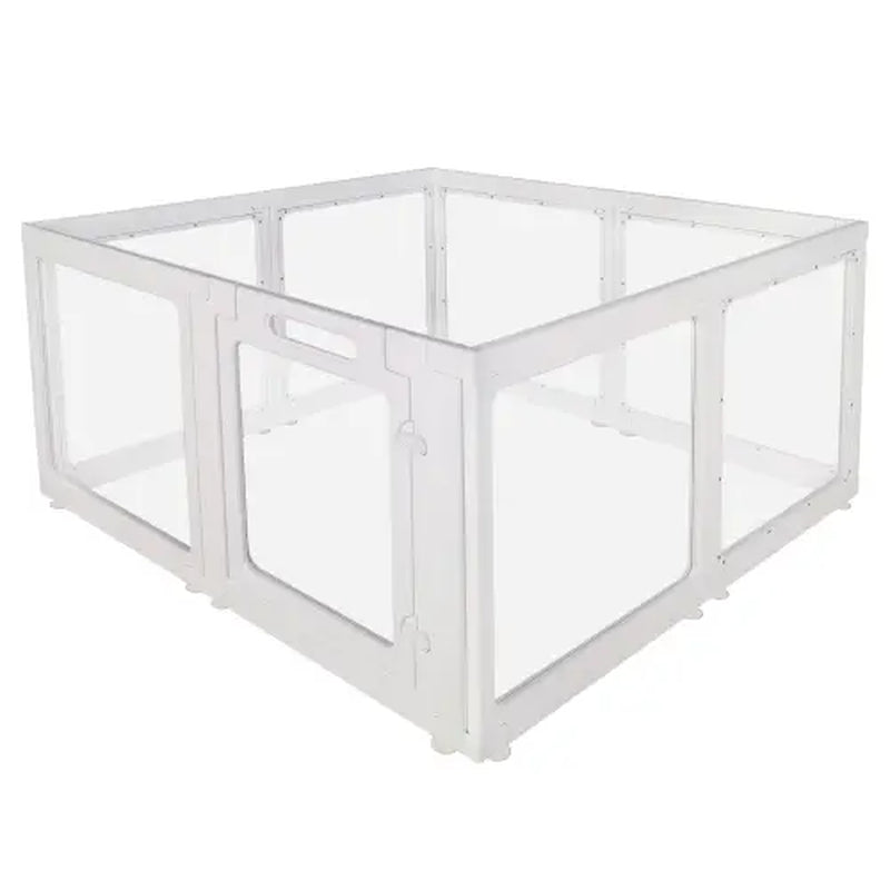 Transparent White Pet Playpen with Door - Foldable Indoor Dog Fence Available in 8, 10, or 12 Panels, Portable Home Enclosure for Dogs and Cats