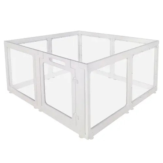 Transparent White Pet Playpen with Door - Foldable Indoor Dog Fence Available in 8, 10, or 12 Panels, Portable Home Enclosure for Dogs and Cats