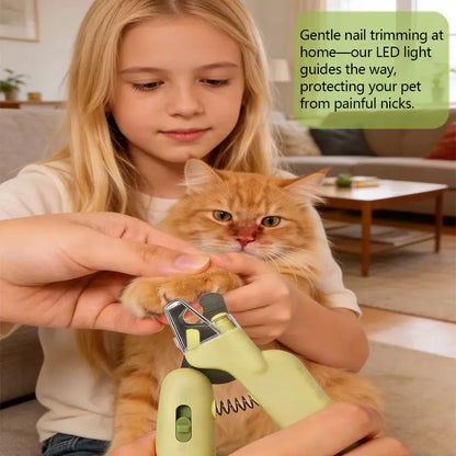 Professional Pet Nail Trimmer with LED Light and UV Lamp, Quick and Safe Grooming, Sharp Blades, Built-In Nail File, Nail Collector, Non-Slip Ergonomic Handle for All Pet Sizes