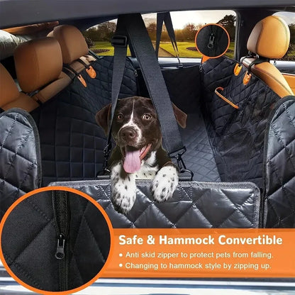 Premium Waterproof Dog Car Hammock Seat Cover with Mesh Window & Door Protectors | Heavy Duty Back Seat Protector for Cars & SUVs