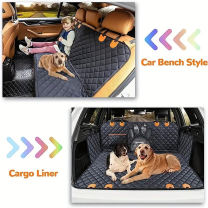 Premium Waterproof Dog Car Hammock Seat Cover with Mesh Window & Door Protectors | Heavy Duty Back Seat Protector for Cars & SUVs