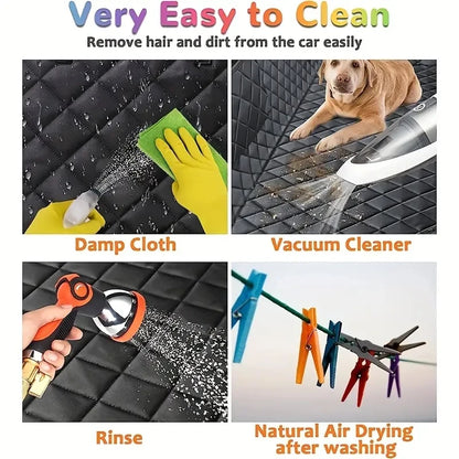 Premium Waterproof Dog Car Hammock Seat Cover with Mesh Window & Door Protectors | Heavy Duty Back Seat Protector for Cars & SUVs
