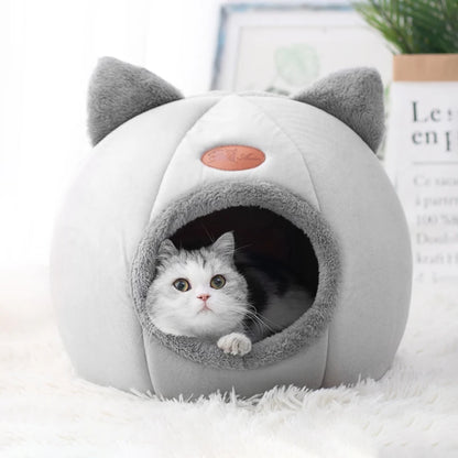 Cozy Cat Cave Bed | Warm Plush Indoor Cat House & Kitten Sleeping Nest