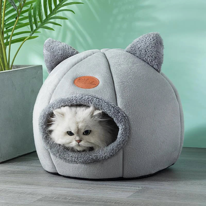 Cozy Cat Cave Bed | Warm Plush Indoor Cat House & Kitten Sleeping Nest