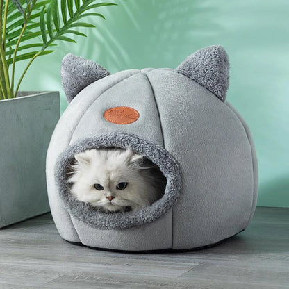 Cozy Cat Cave Bed | Warm Plush Indoor Cat House & Kitten Sleeping Nest