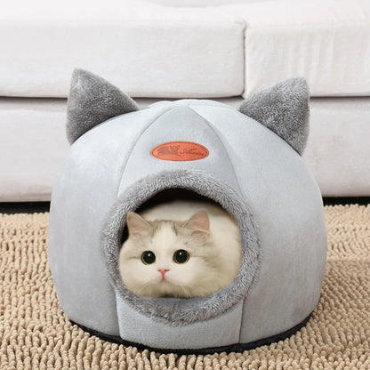 Cozy Cat Cave Bed | Warm Plush Indoor Cat House & Kitten Sleeping Nest