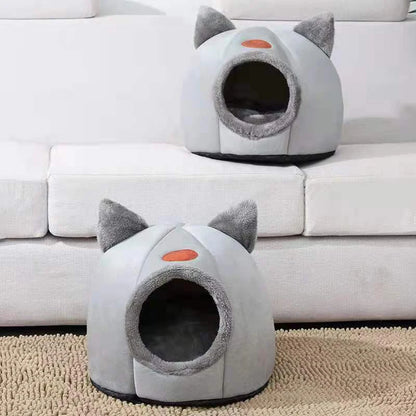 Cozy Cat Cave Bed | Warm Plush Indoor Cat House & Kitten Sleeping Nest