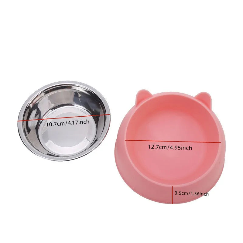 Elevated Stainless Steel Cat Bowl | Non-Slip Tilted Pet Food & Water Bowl