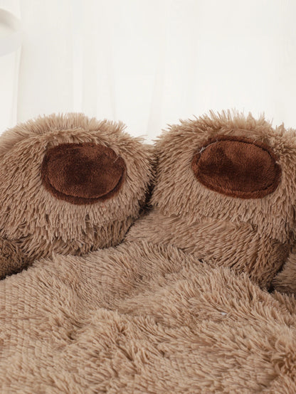 Fluffy Paw Shaped Calming Dog Bed - Ultra Soft Washable Plush Pet Bed for Dogs & Cats