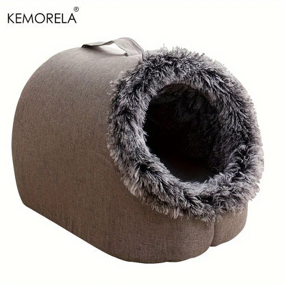 Cozy Plush Cat Cave Bed | Warm Enclosed Pet Bed for Cats & Small Dogs