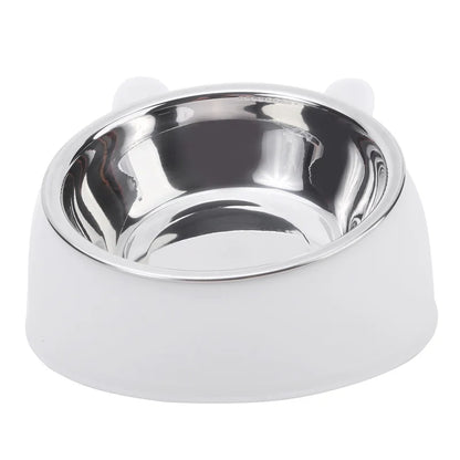 Elevated Stainless Steel Cat Bowl | Non-Slip Tilted Pet Food & Water Bowl