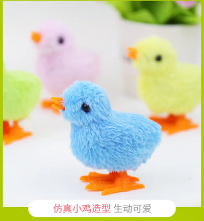 Interactive Wind-Up Plush Chick Cat Toy | Walking & Hopping Kitten Chase Toy