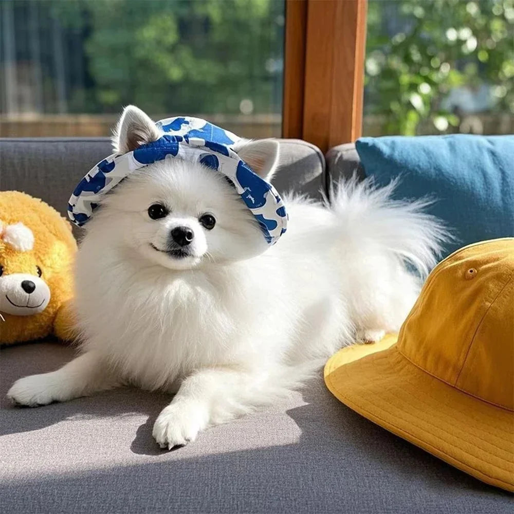 Adjustable Dog Sun Hat | Cute Printed Cap for Small & Medium Dogs