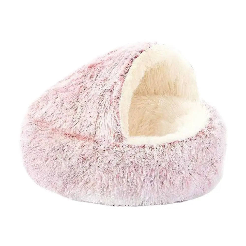 Cozy Plush Cat Cave Bed | Warm Semi-Enclosed Pet Nest for Cats & Small Dogs