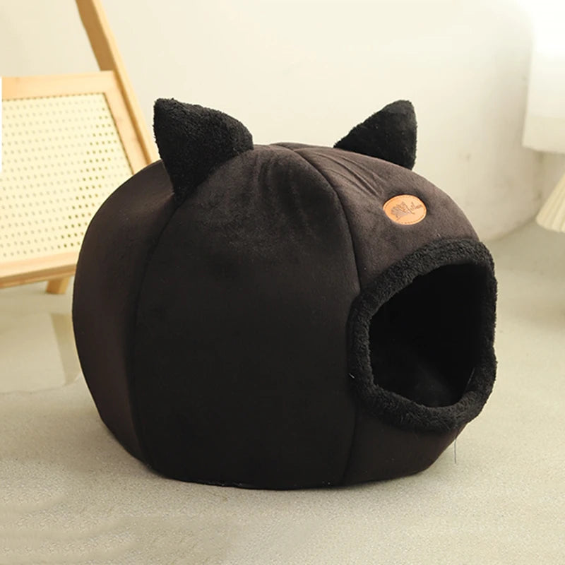Cozy Cat Cave Bed | Warm Plush Indoor Cat House & Kitten Sleeping Nest