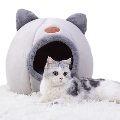 Cozy Cat Cave Bed | Warm Plush Indoor Cat House & Kitten Sleeping Nest