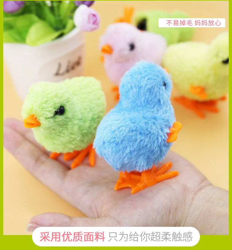Interactive Wind-Up Plush Chick Cat Toy | Walking & Hopping Kitten Chase Toy