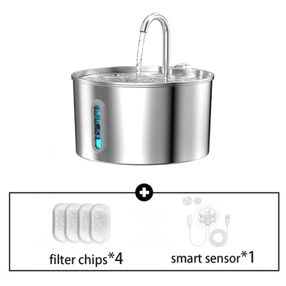 2.2L Automatic Stainless Steel Pet Water Fountain | Ultra Quiet Water Dispenser for Cats & Dogs
