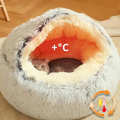 Cozy Plush Cat Cave Bed | Warm Semi-Enclosed Pet Nest for Cats & Small Dogs