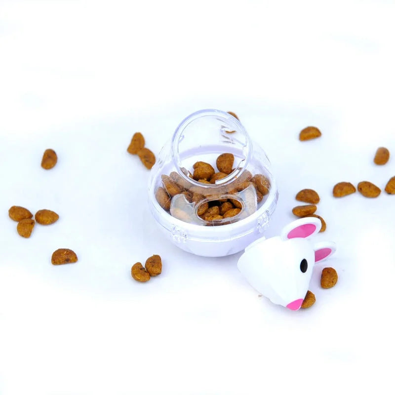 Interactive Treat Dispensing Cat Tumbler Toy | Slow Feeder Puzzle Mouse Toy for Indoor Cats