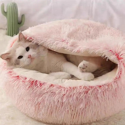 Cozy Plush Cat Cave Bed | Warm Semi-Enclosed Pet Nest for Cats & Small Dogs