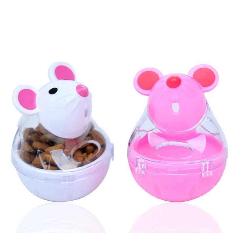Interactive Treat Dispensing Cat Tumbler Toy | Slow Feeder Puzzle Mouse Toy for Indoor Cats