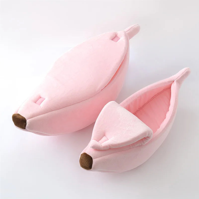 Cute Banana Cat Bed Cave | Cozy Plush Banana Pet House for Cats & Small Dogs