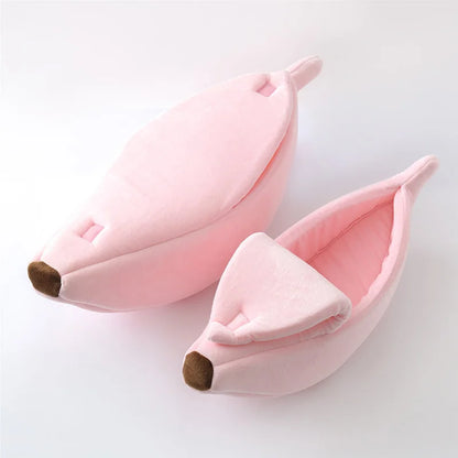 Cute Banana Cat Bed Cave | Cozy Plush Banana Pet House for Cats & Small Dogs