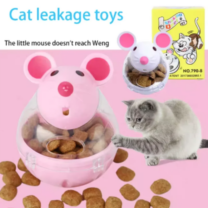 Interactive Treat Dispensing Cat Tumbler Toy | Slow Feeder Puzzle Mouse Toy for Indoor Cats