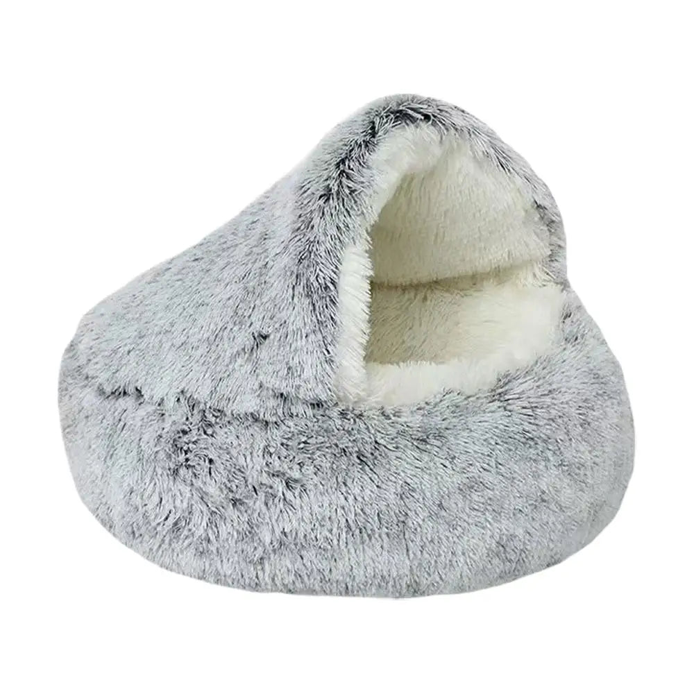 Cozy Plush Cat Cave Bed | Warm Semi-Enclosed Pet Nest for Cats & Small Dogs
