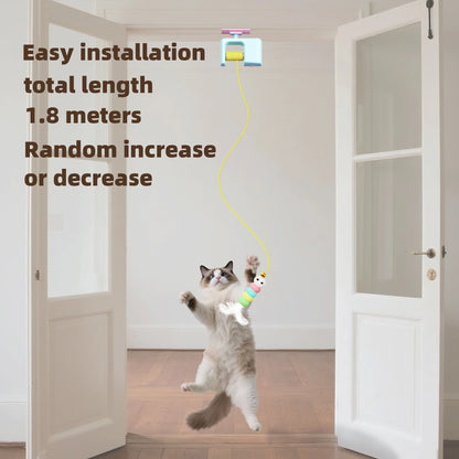 Cats Toys Pet Stress Relief Rechargeable Interactive Hanging Door Automatic Electric Flying Bird Cat Toy for Hunt Elastic Rope