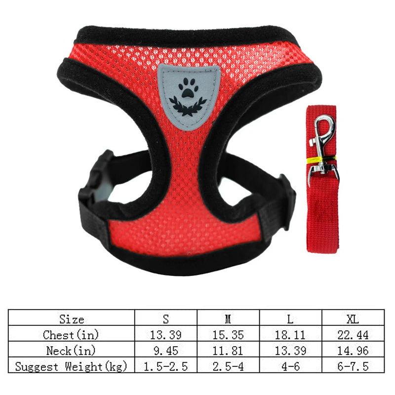 Dog Vest Walking Leash for Puppy Dog Cat Collar Polyester Adjustable Mesh Dog for Small Medium Pet Accessories