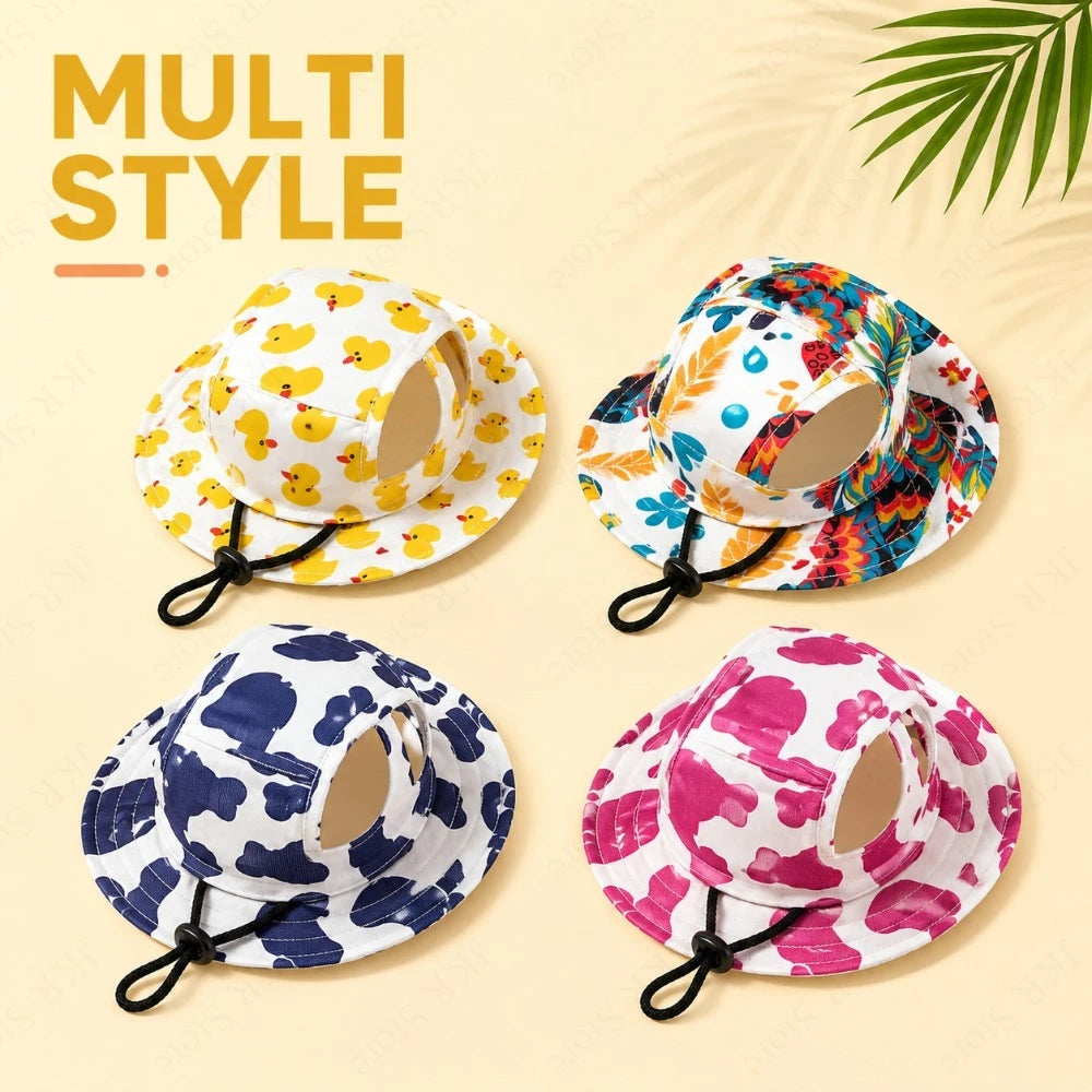 Adjustable Dog Sun Hat | Cute Printed Cap for Small & Medium Dogs