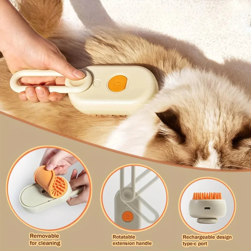 3-in-1 Pet Steam Deshedding Brush