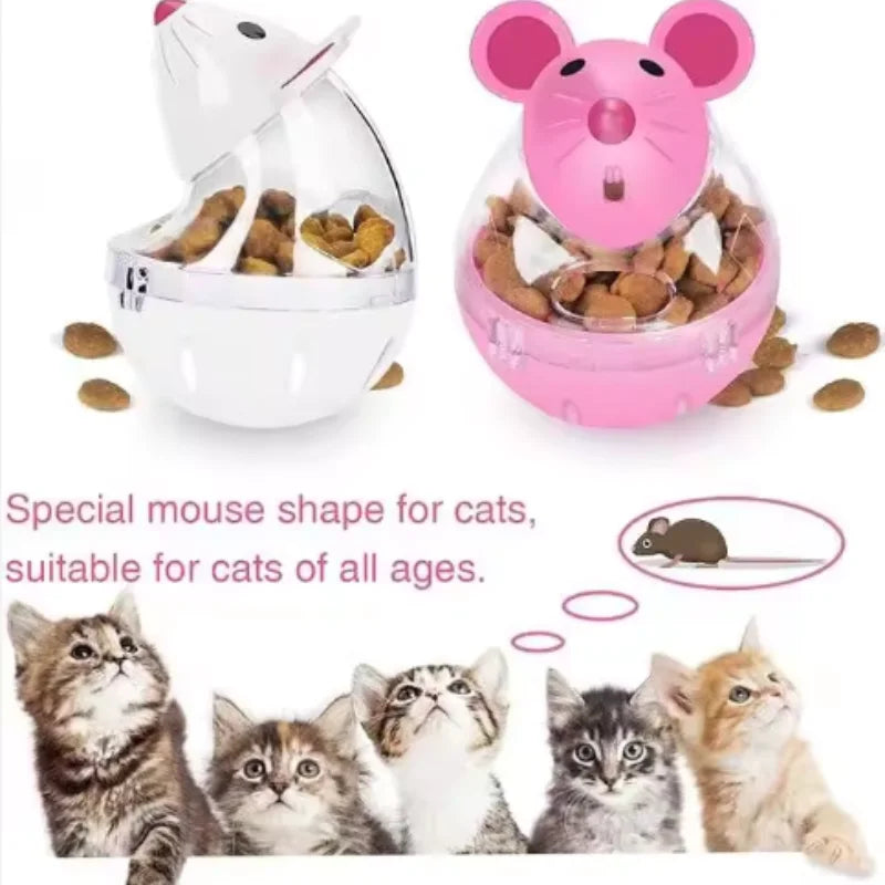 Interactive Treat Dispensing Cat Tumbler Toy | Slow Feeder Puzzle Mouse Toy for Indoor Cats