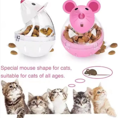 Interactive Treat Dispensing Cat Tumbler Toy | Slow Feeder Puzzle Mouse Toy for Indoor Cats