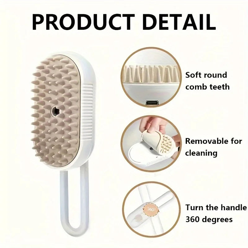 3-in-1 Pet Steam Deshedding Brush