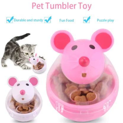Interactive Treat Dispensing Cat Tumbler Toy | Slow Feeder Puzzle Mouse Toy for Indoor Cats